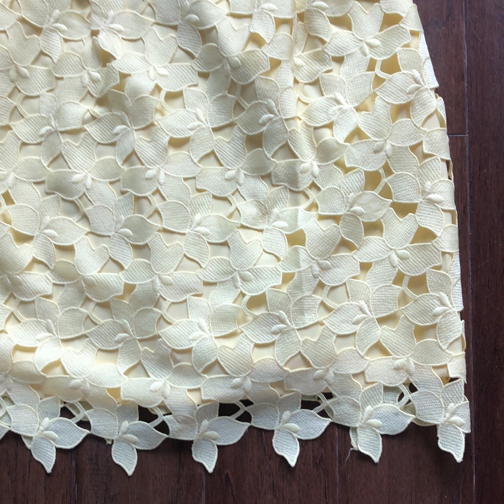 Yellow Shift Dress with Floral Lace Overlay - Picture 7 of 11